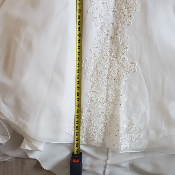 Couture Wedding Dress EU 40 A Line Tulle Lace Illusion Bodice Rhinestone Bridal - Picture 15 of 15